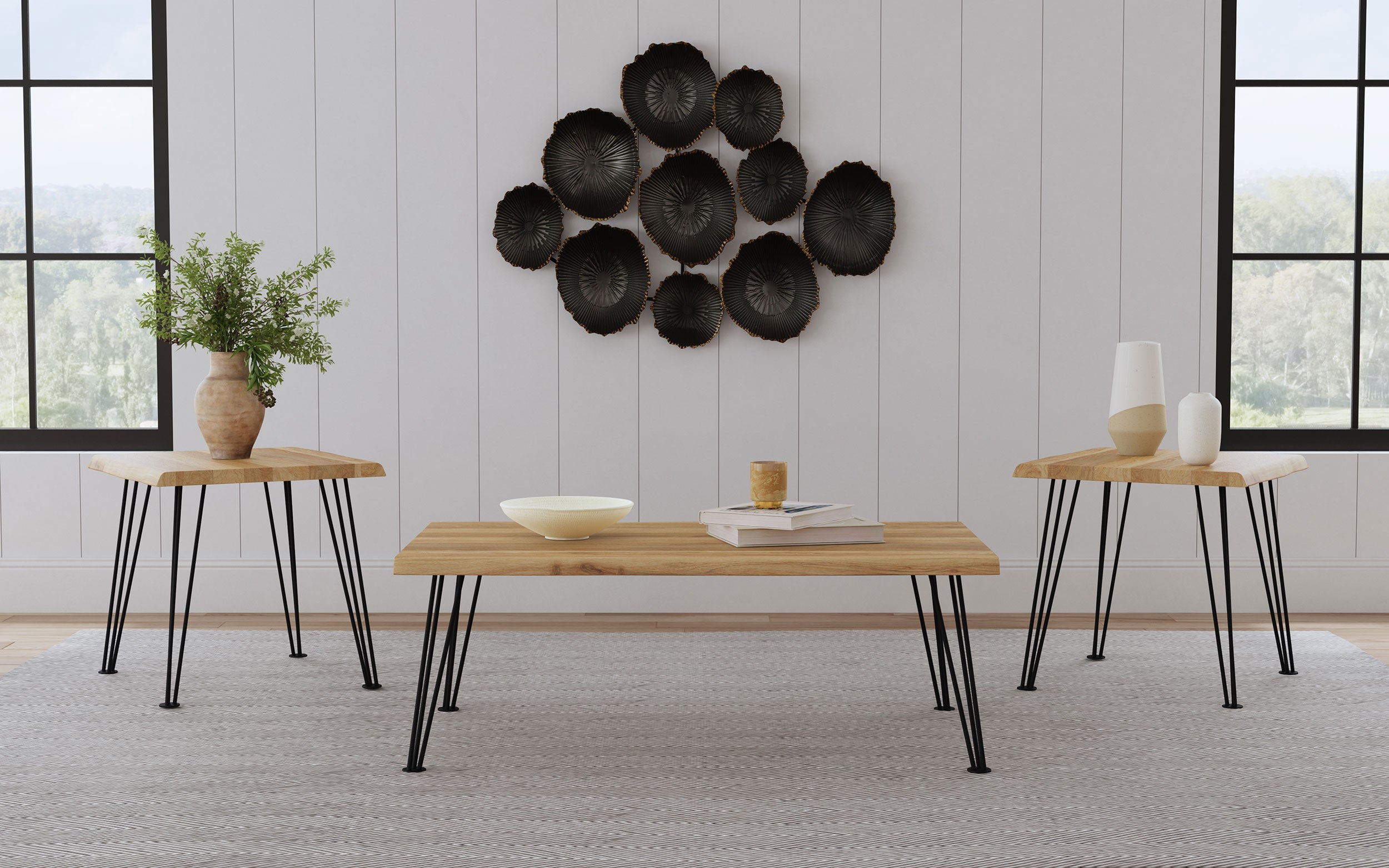 Zander  Rectangular Coffee and End Table Set Natural