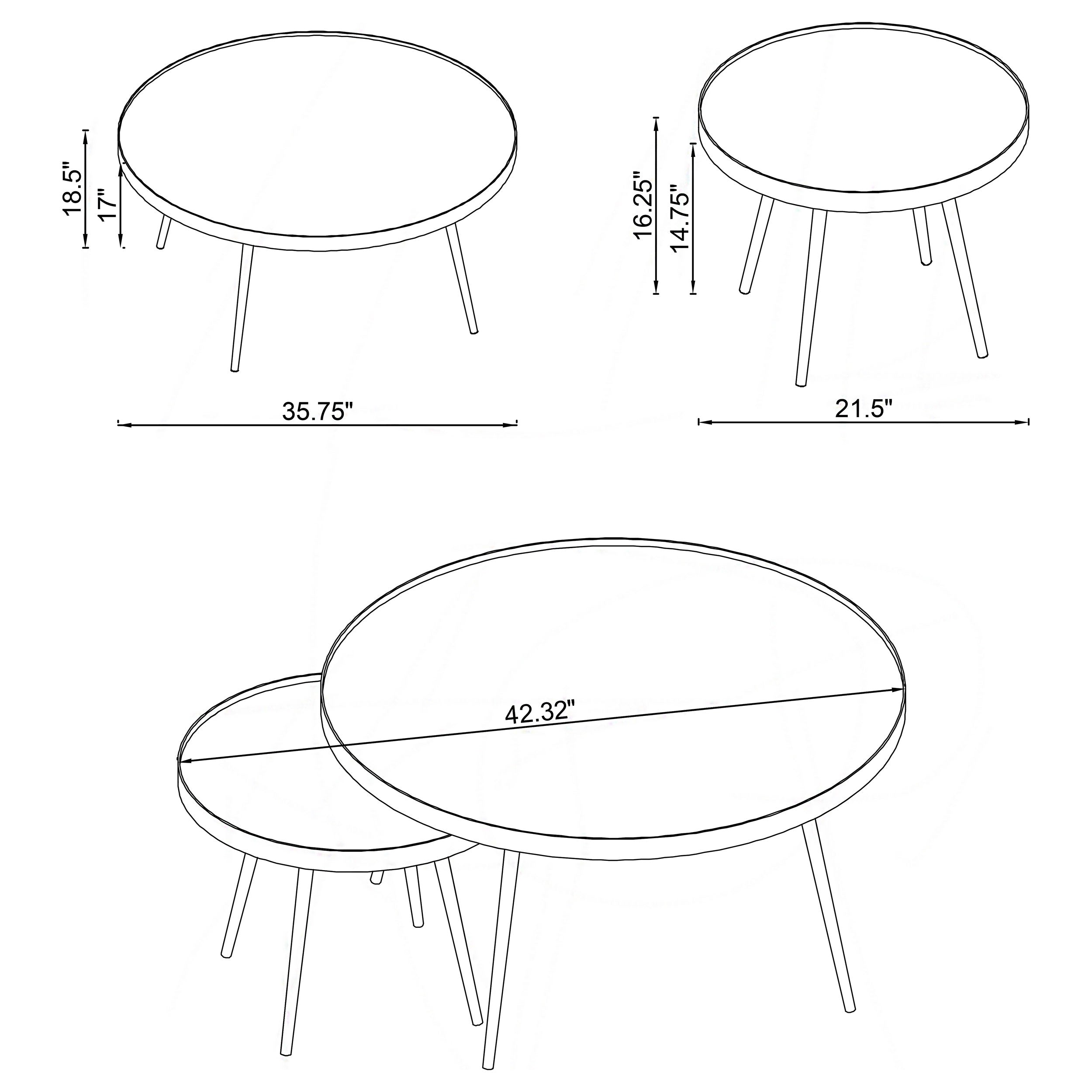 Kaelyn  Round Mirror Top Nesting Coffee Table Chrome