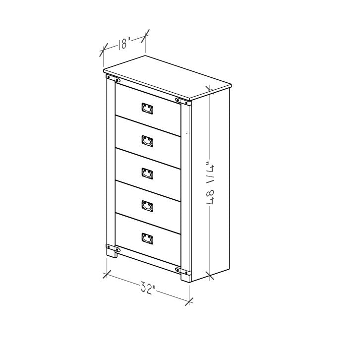 5-Drawer Chest of Drawers, Aspen Oak
