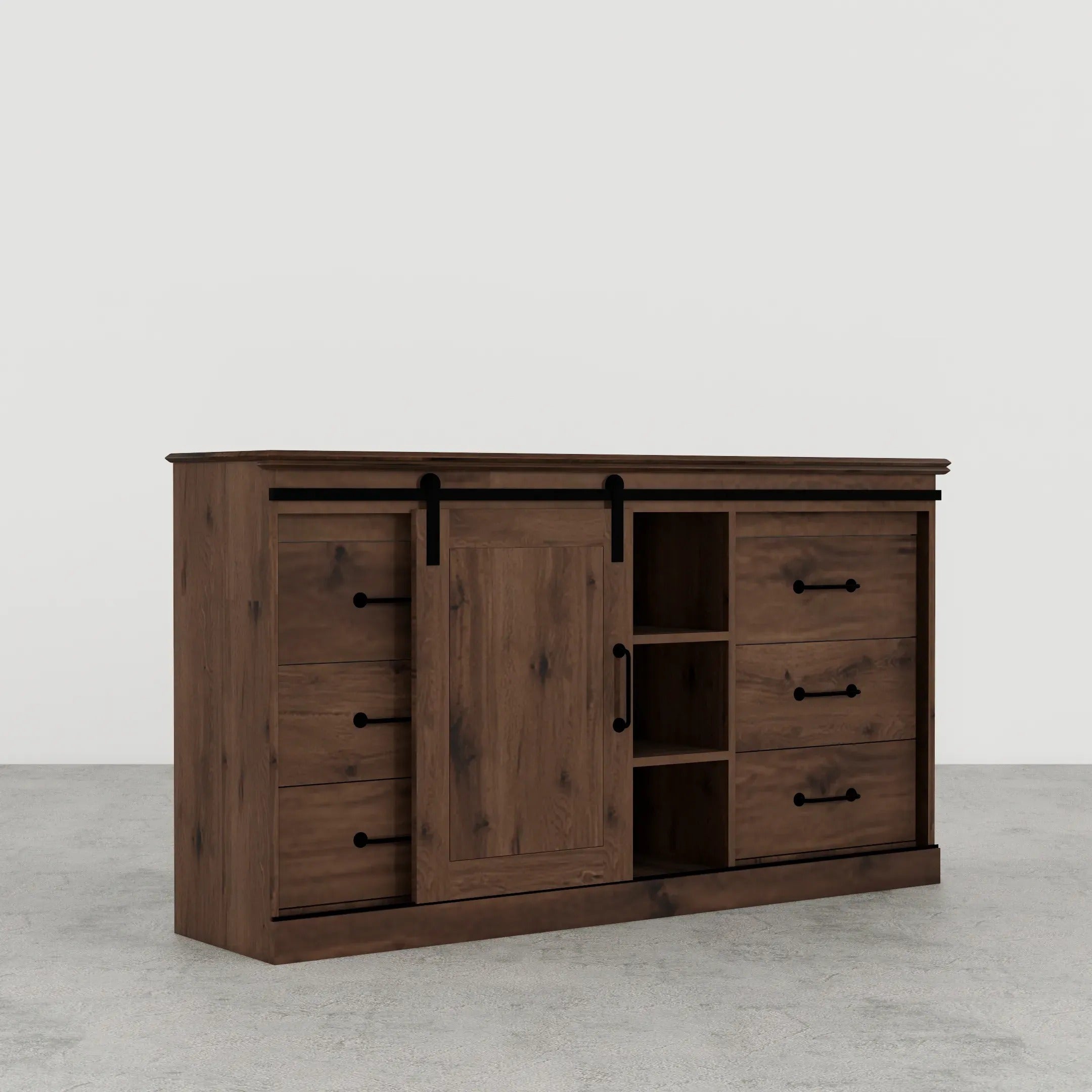 6-Drawer Dresser with Barn Door
