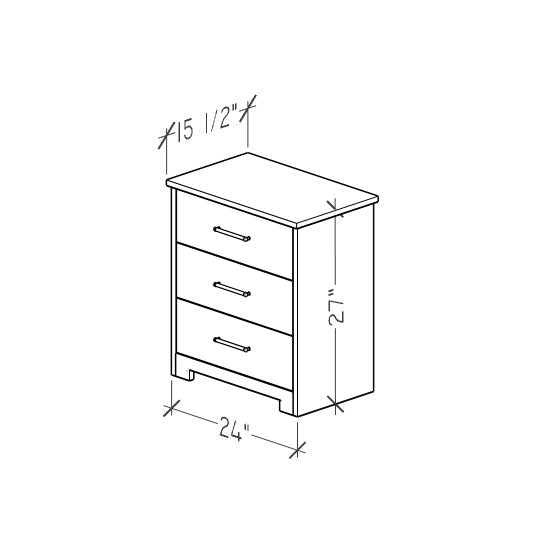 3-Drawer Nightstand, Union Oak
