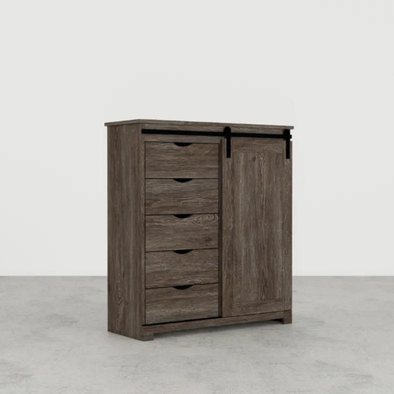 5-Drawer Chest with Barn Door, Union Oak