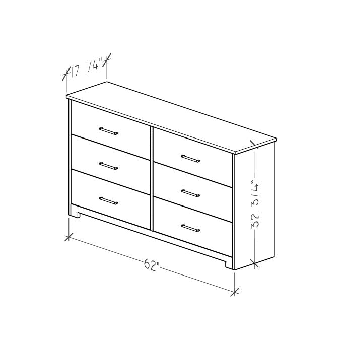 6-Drawer Dresser, Union Oak