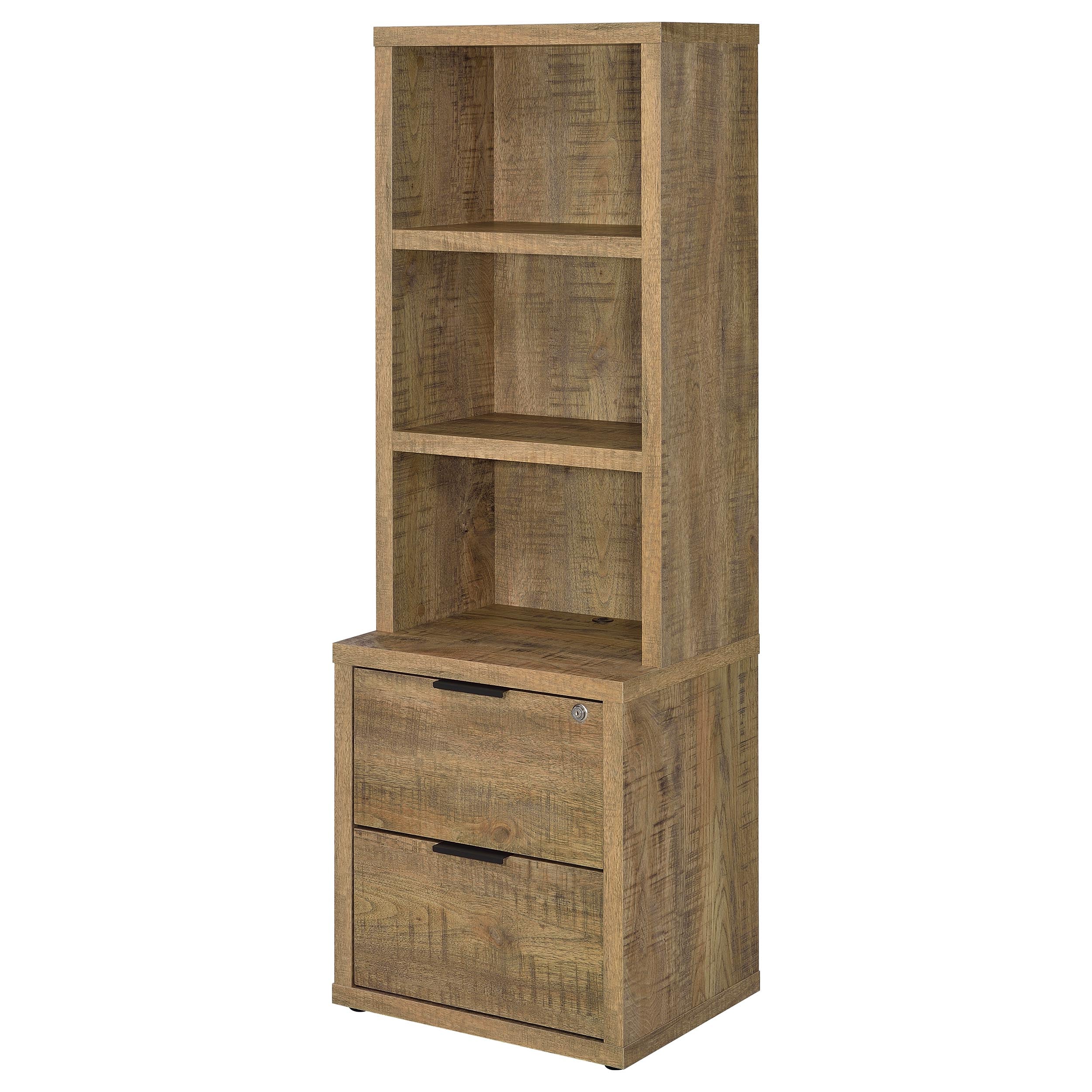 Westpark 3-shelf Bookcase USB and Lockable Drawer Black