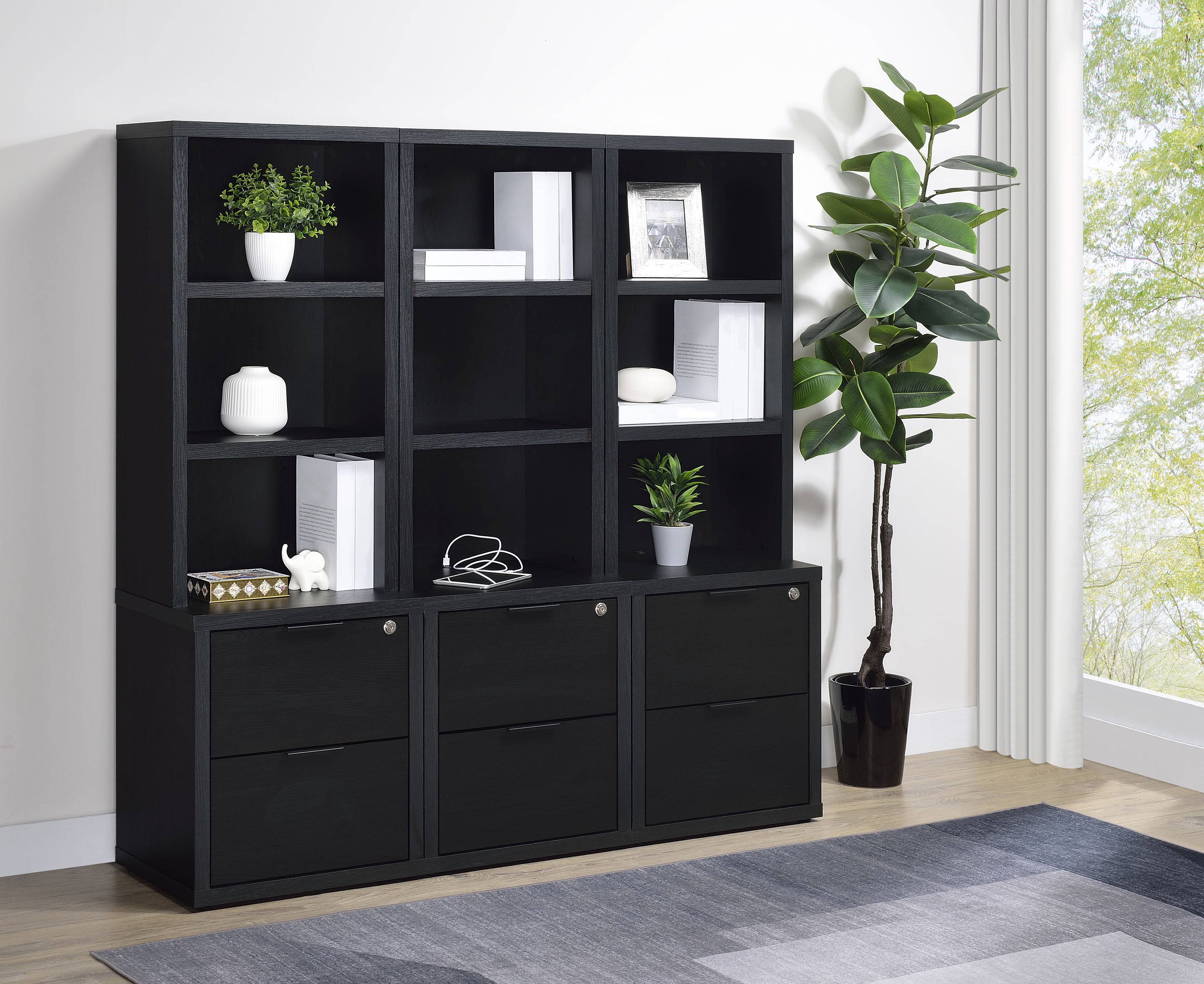 Westpark 3-piece Wall Unit Bookcase Set with USB