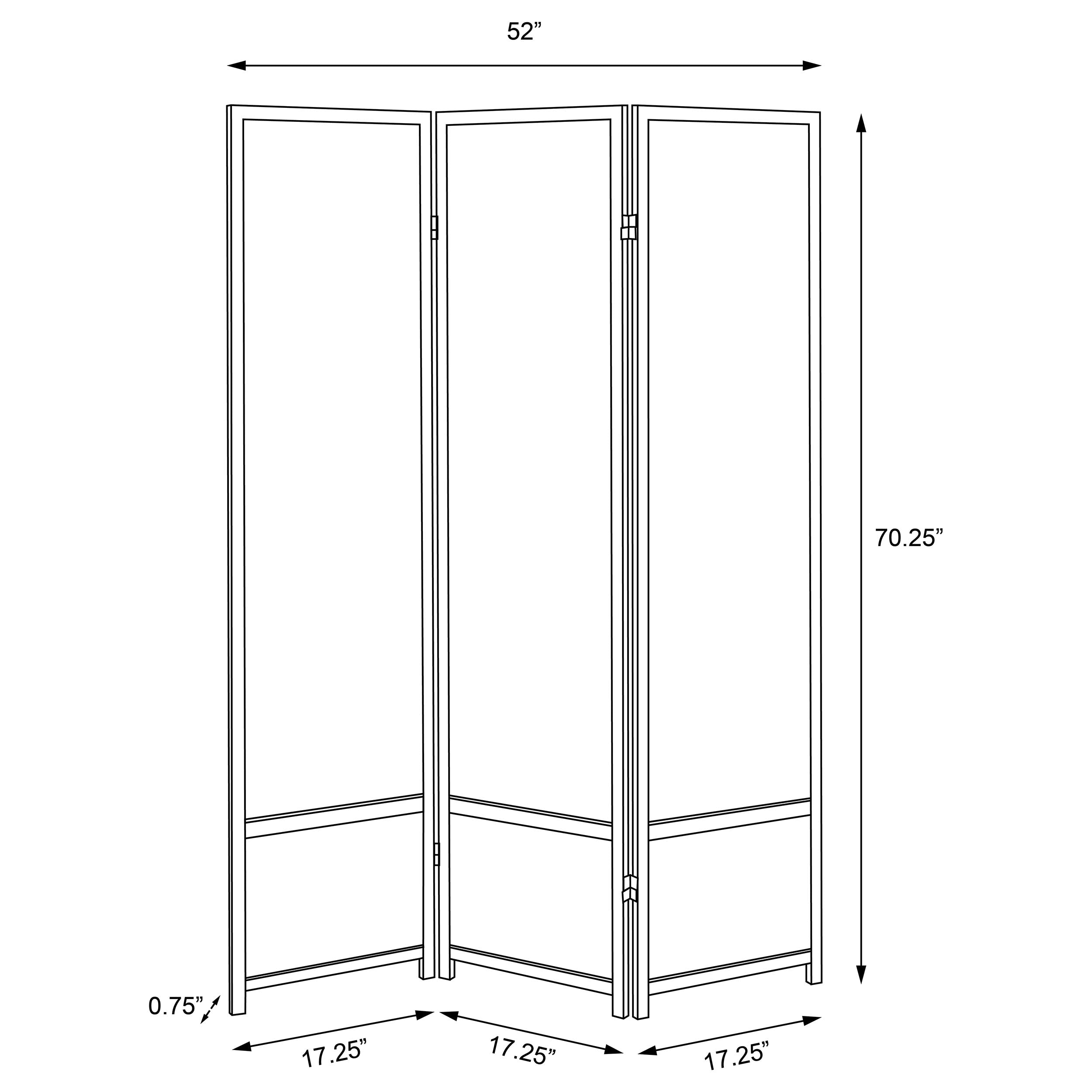 Calix 3-Panel Room Divider Folding Shoji Screen Black