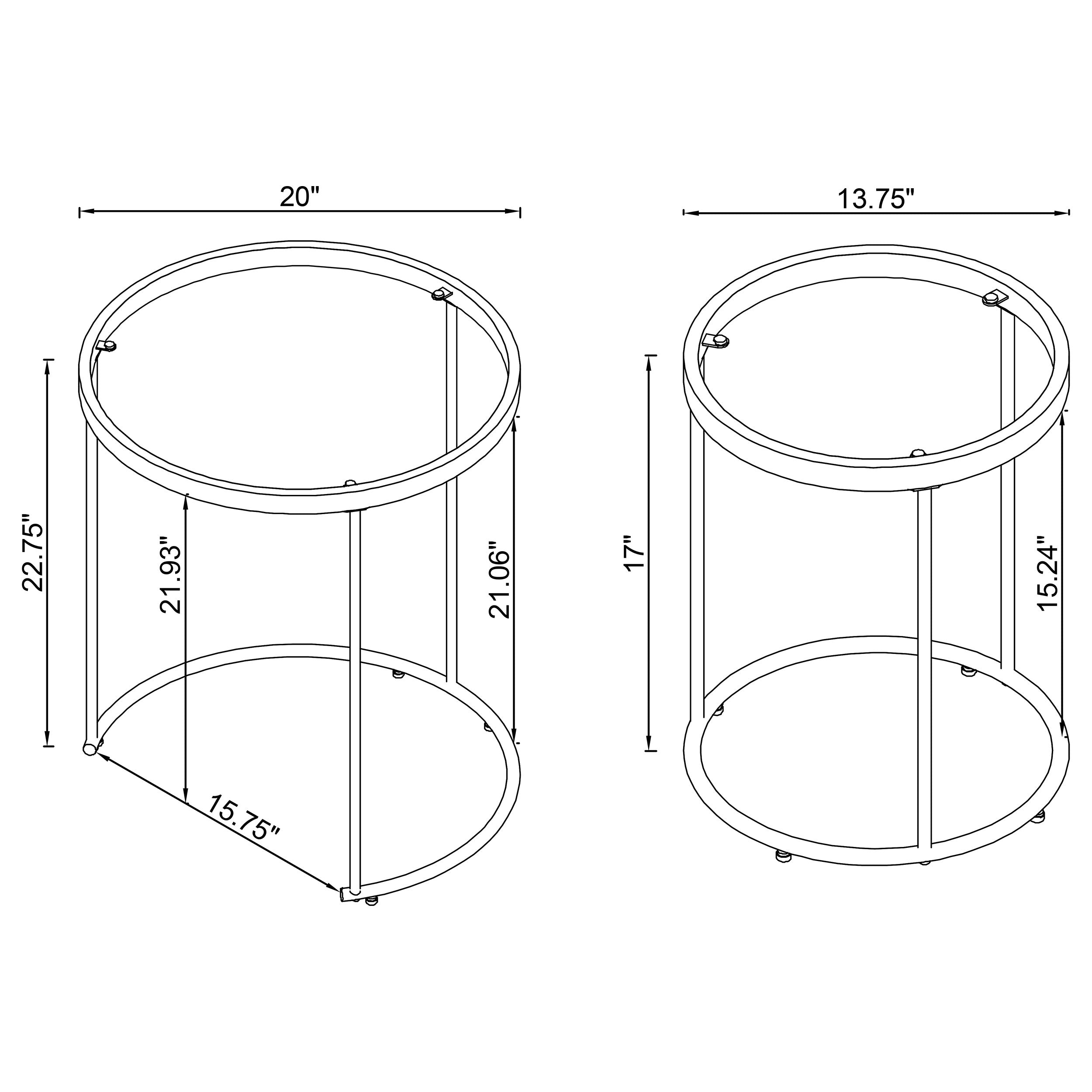 Maylin  Round Glass Top Nesting Table Set Gold