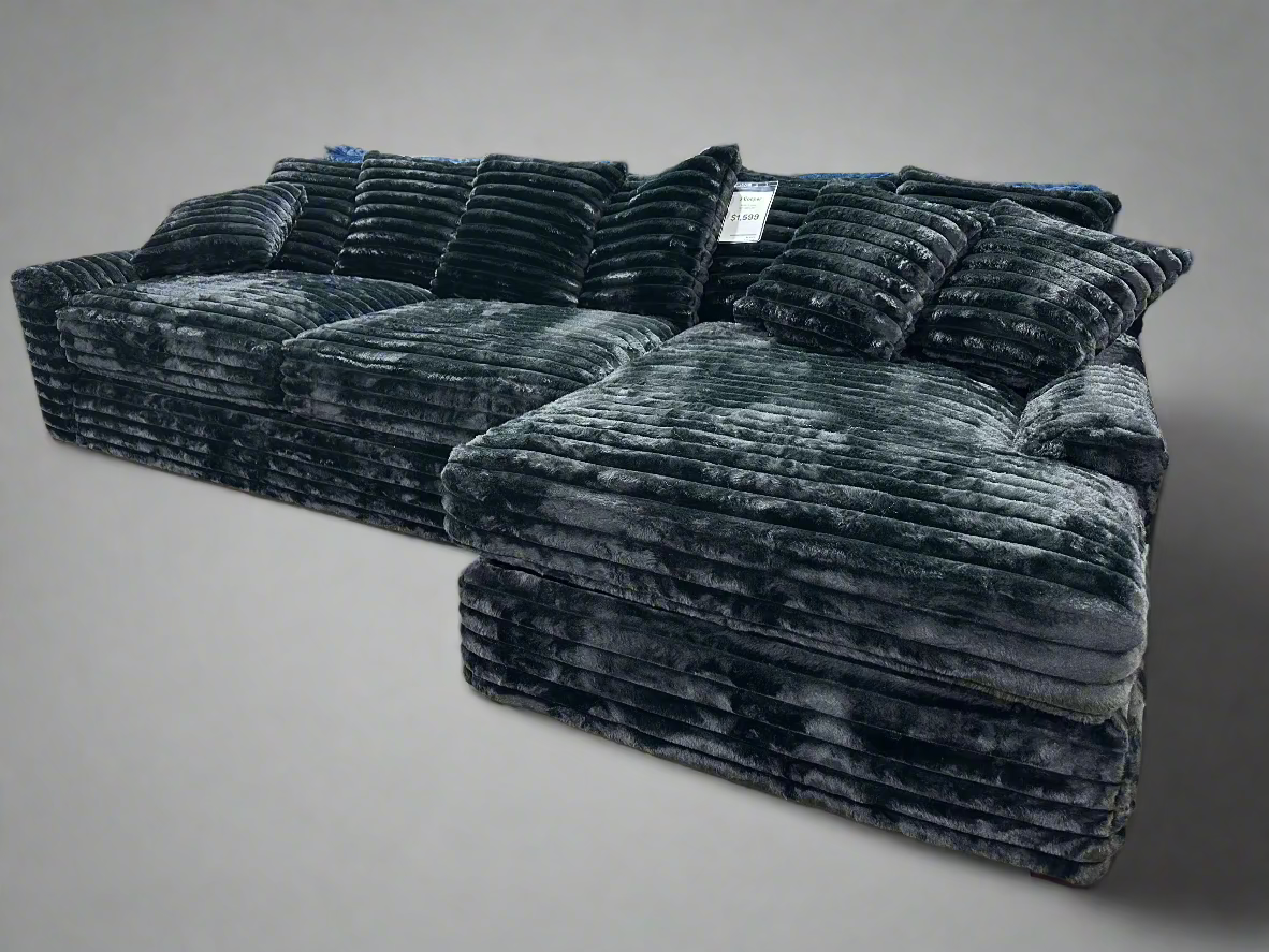 Julia Onyx Black Corduroy 2 Piece Sectional