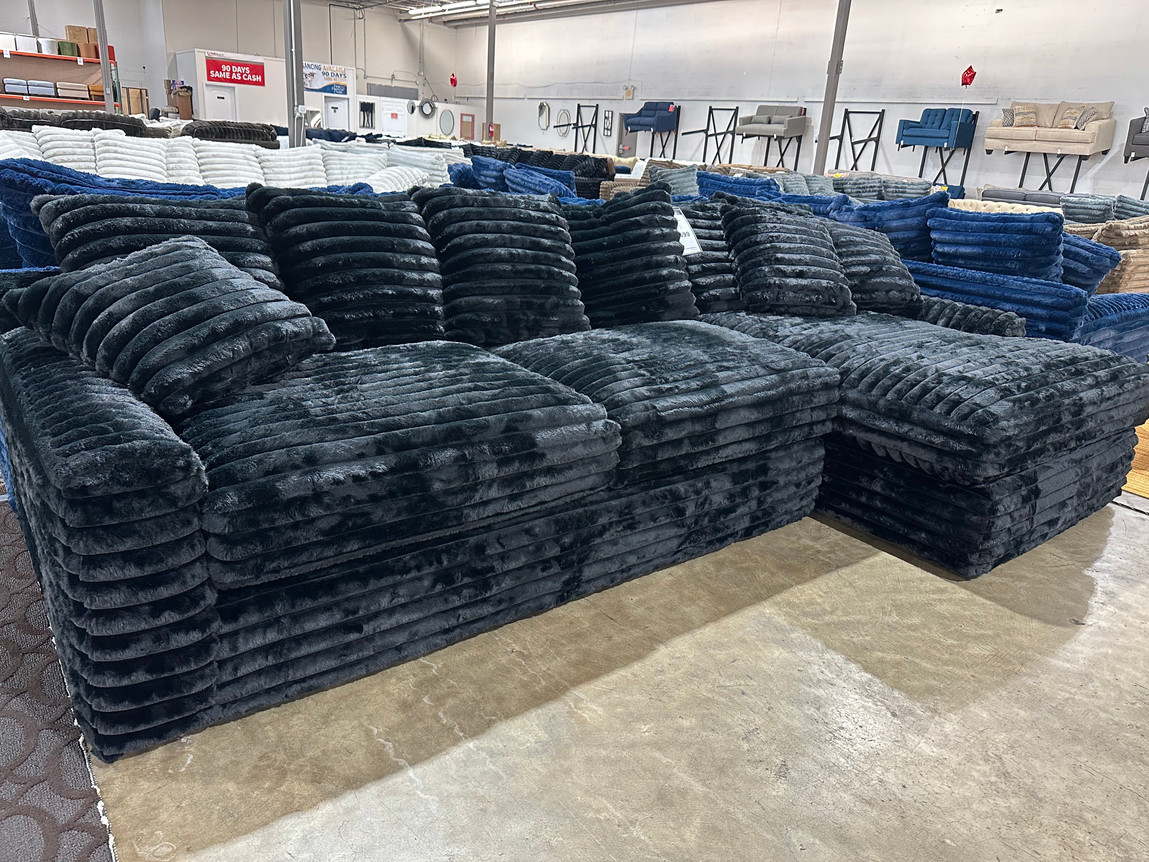 Julia Onyx Black Corduroy 2 Piece Sectional