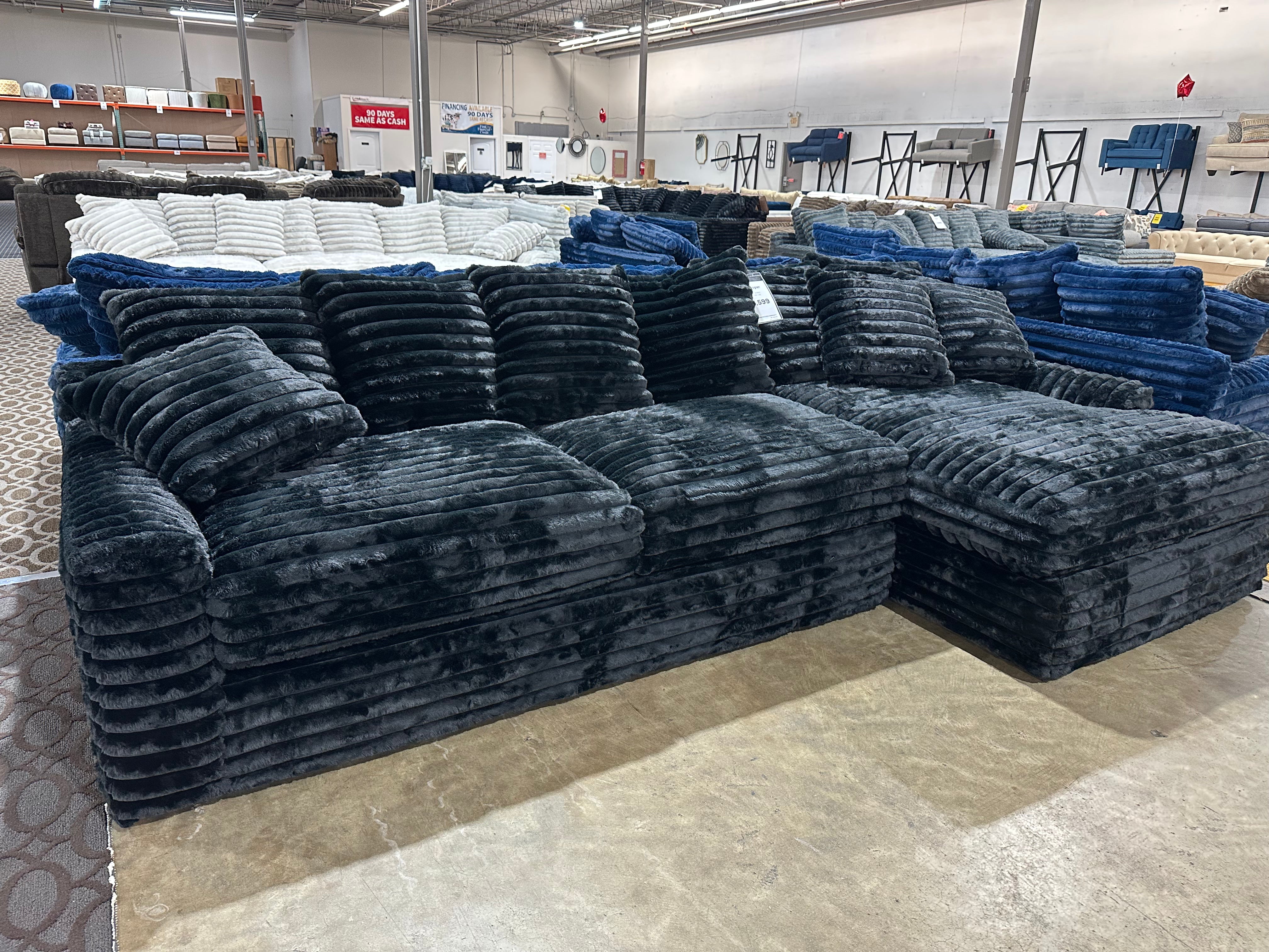 Julia Onyx Black Corduroy 2 Piece Sectional