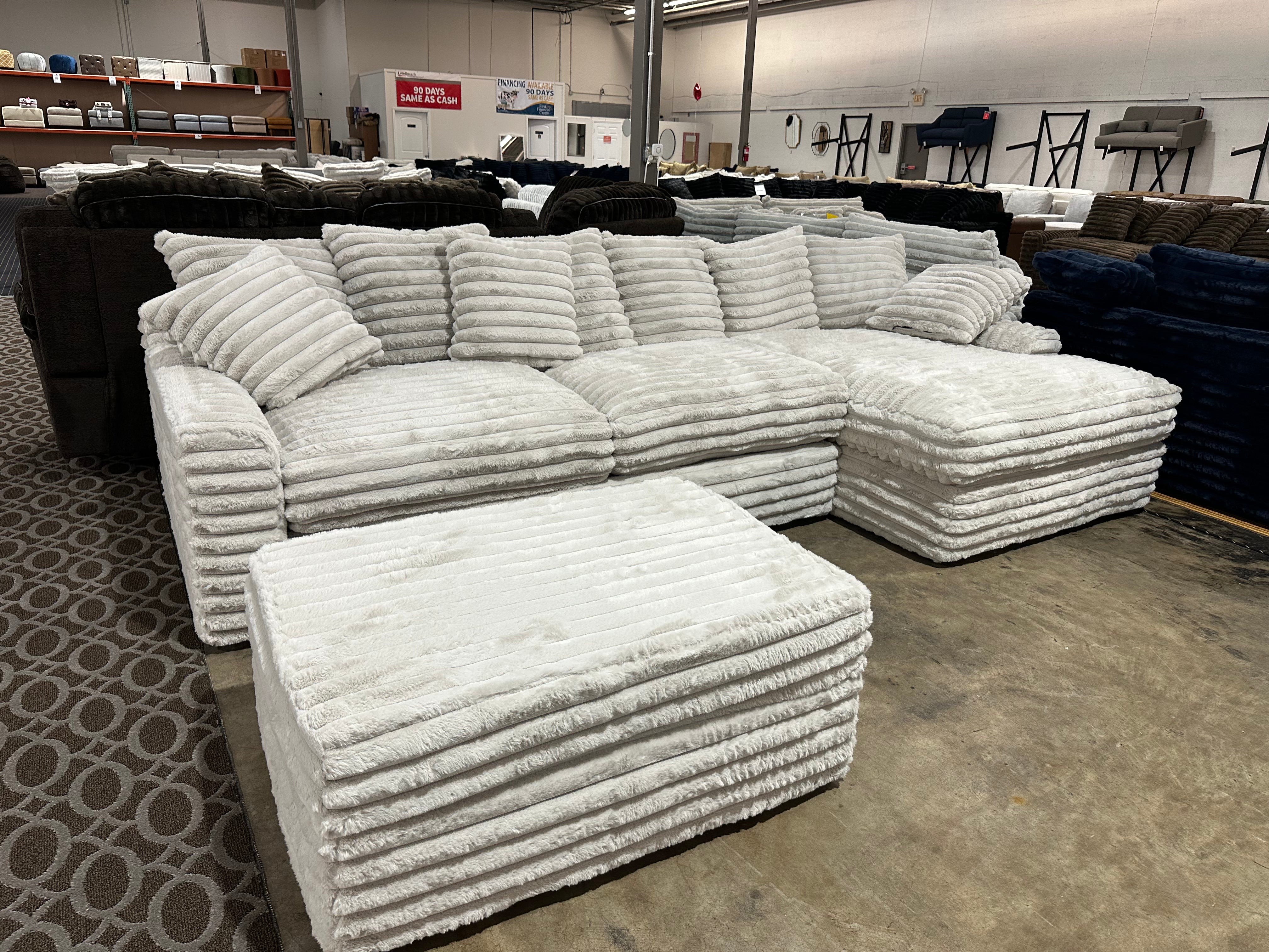 Julia Fog Light Gray Corduroy 2 Piece Sectional