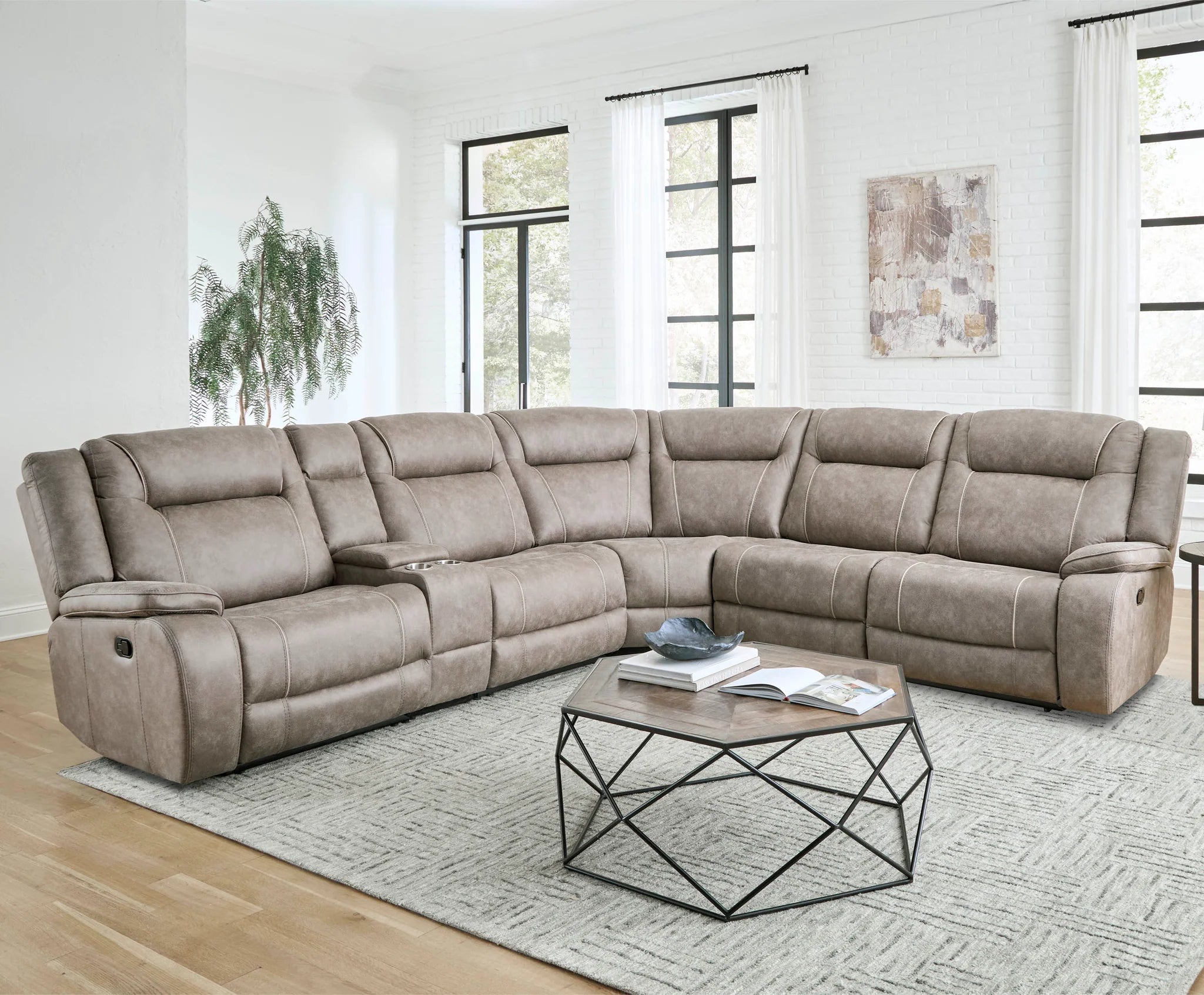 Blant 6pc Modular Reclining Sectional With Console - Taupe