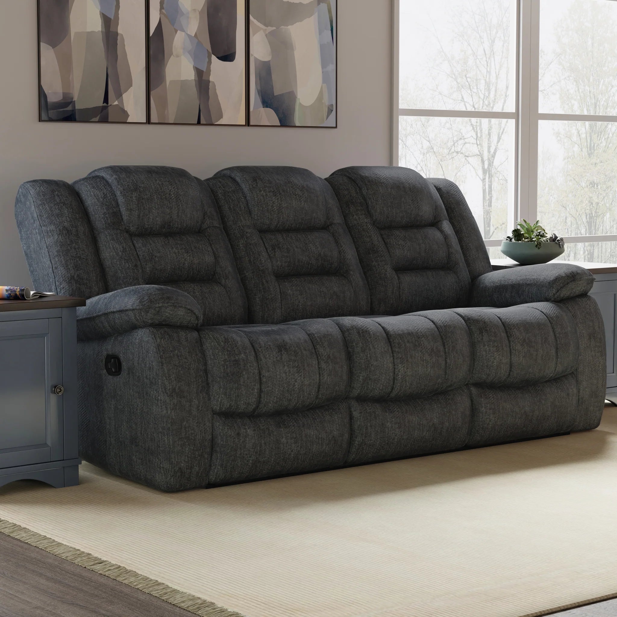 Bristol Manual Dual Reclining Sofa - Dark Gray