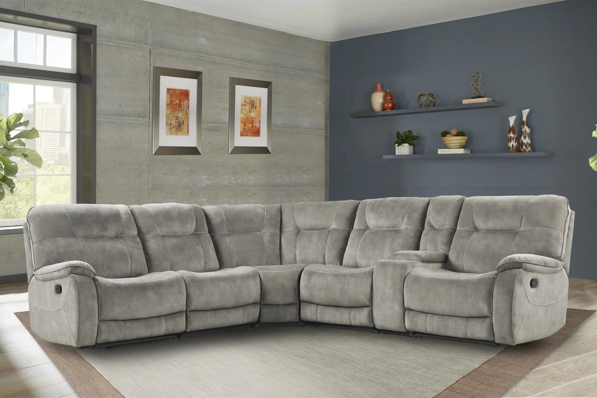 Camden - Beige 6pc Manual Reclining Sectional
