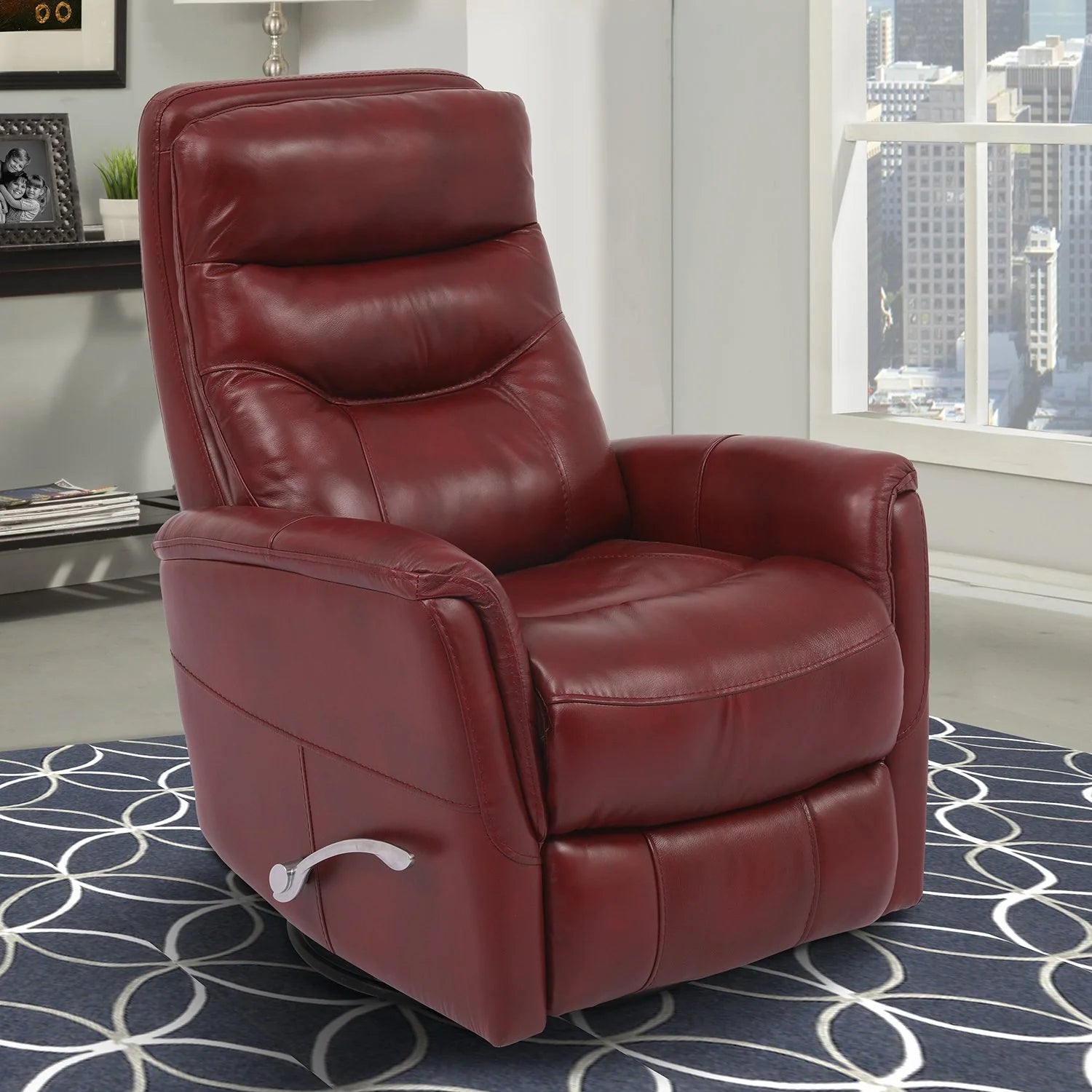 Gemini Swivel Glider Recliner - Butterscotch / Red Genuine Leather Manual