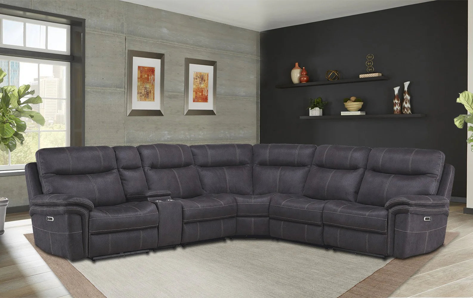 Mason 6pc Power Reclining Sectional - Charcoal