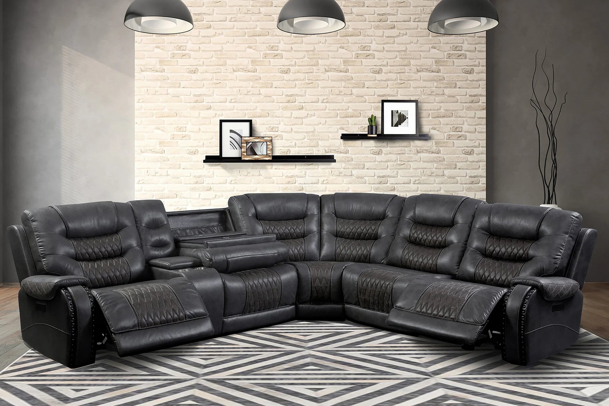 Outlaw 6 Pc Modular Power Reclining Sectional  - Stallion