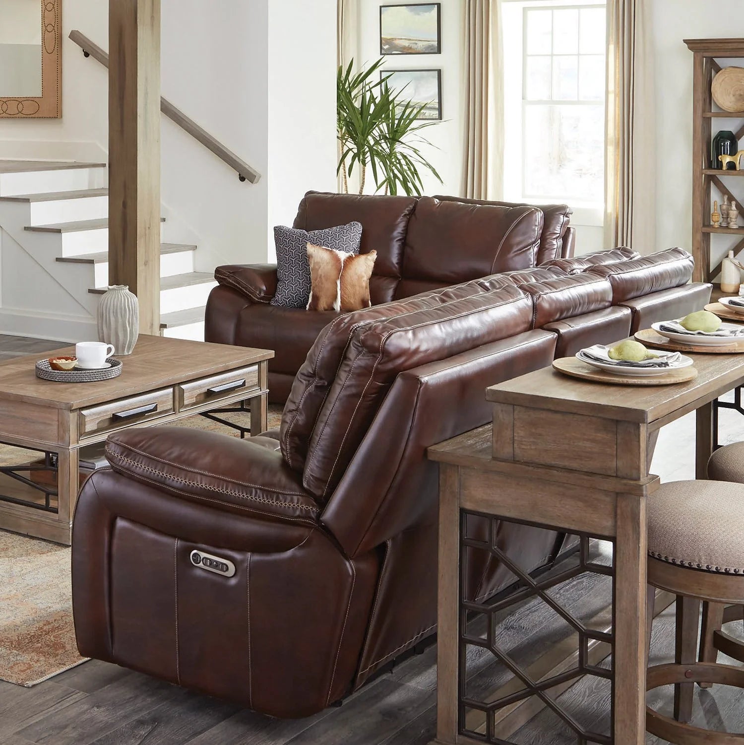 Vail Power Reclining Sofa and Loveseat - Burnt Sienna Genuine Leather