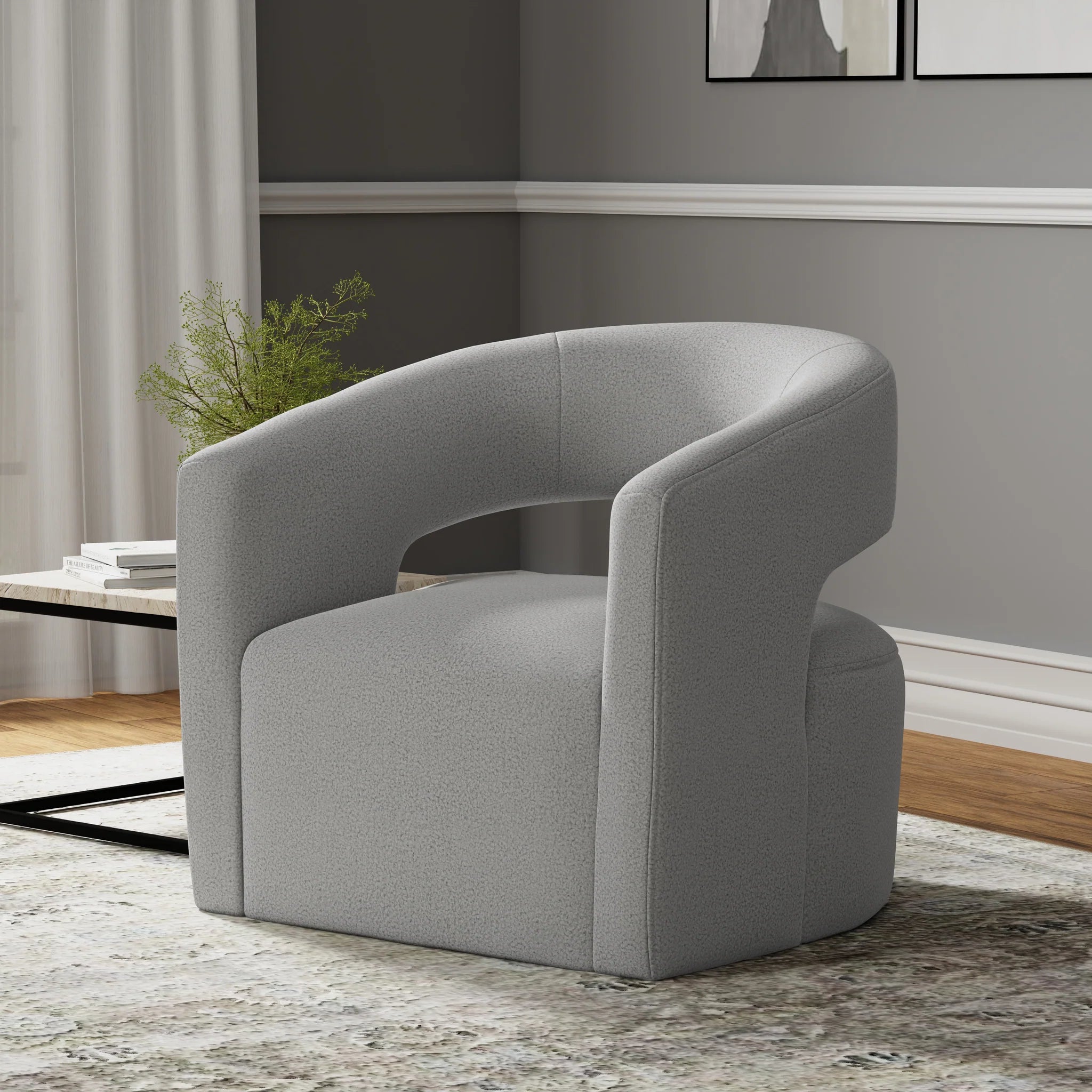 Orbit Open Back Accent Swivel Chair - Dame Dove