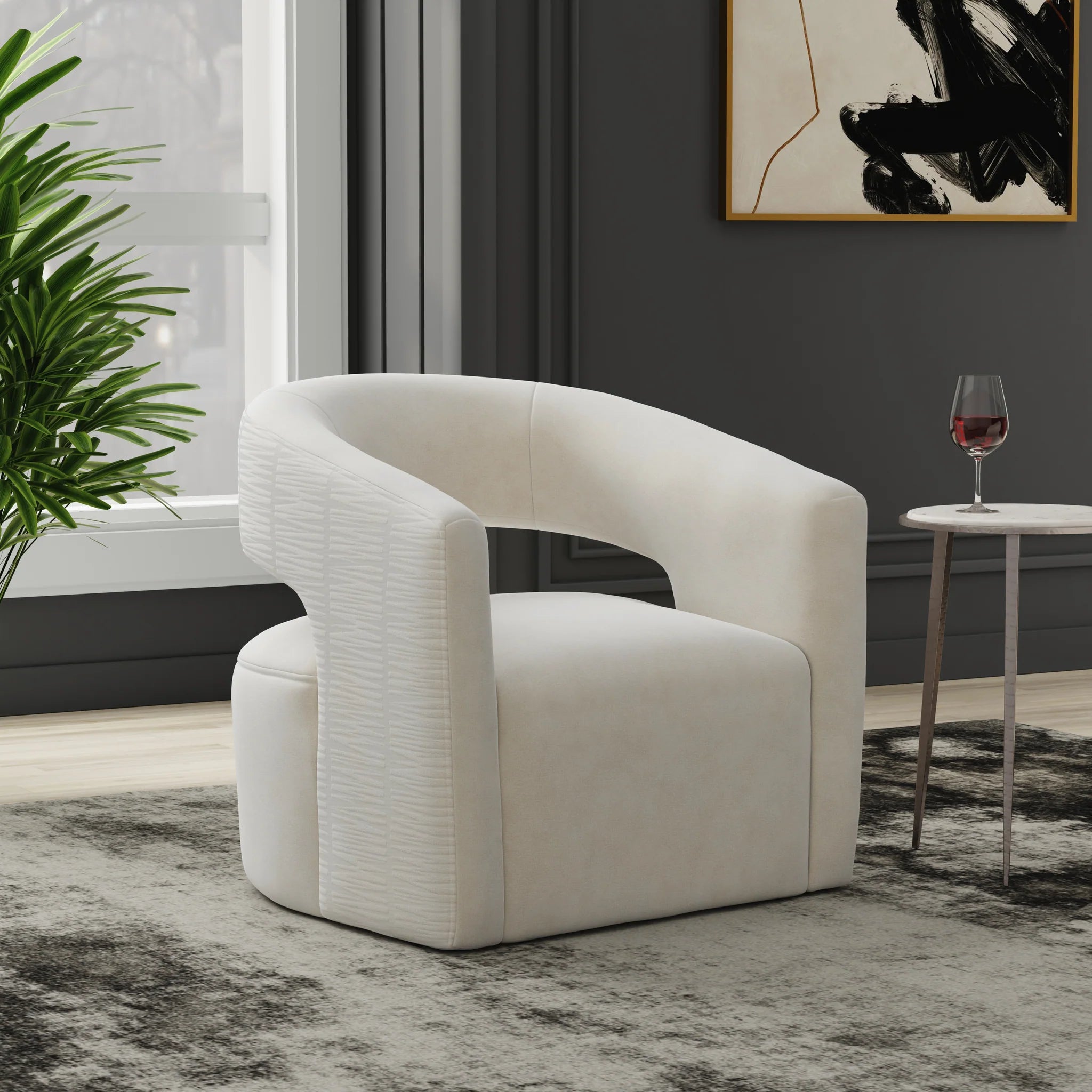 Orbit Open Back Accent Swivel Chair - Elise Natural