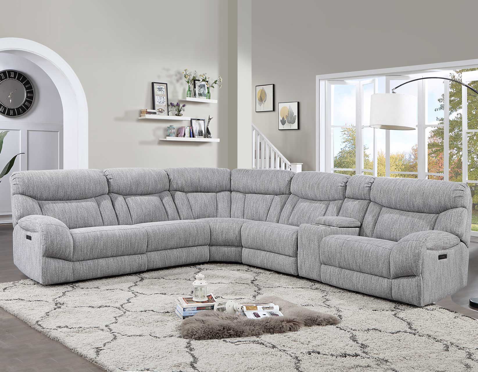 Park City 6-Piece Dual-Power Modular Sectional Gray