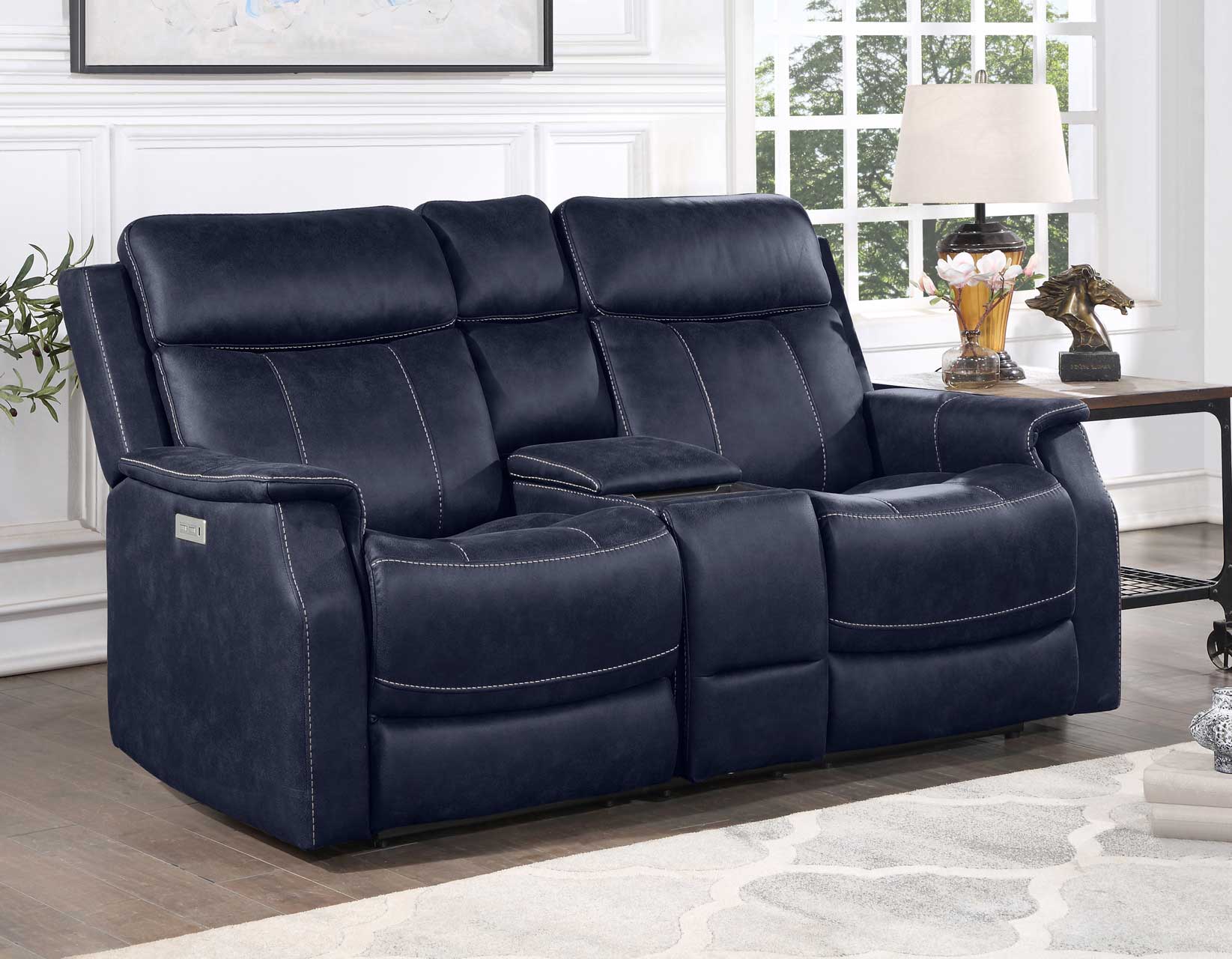 Valencia 2-Piece Dual-Power Ocean Blue Reclining Set (Sofa, Loveseat)