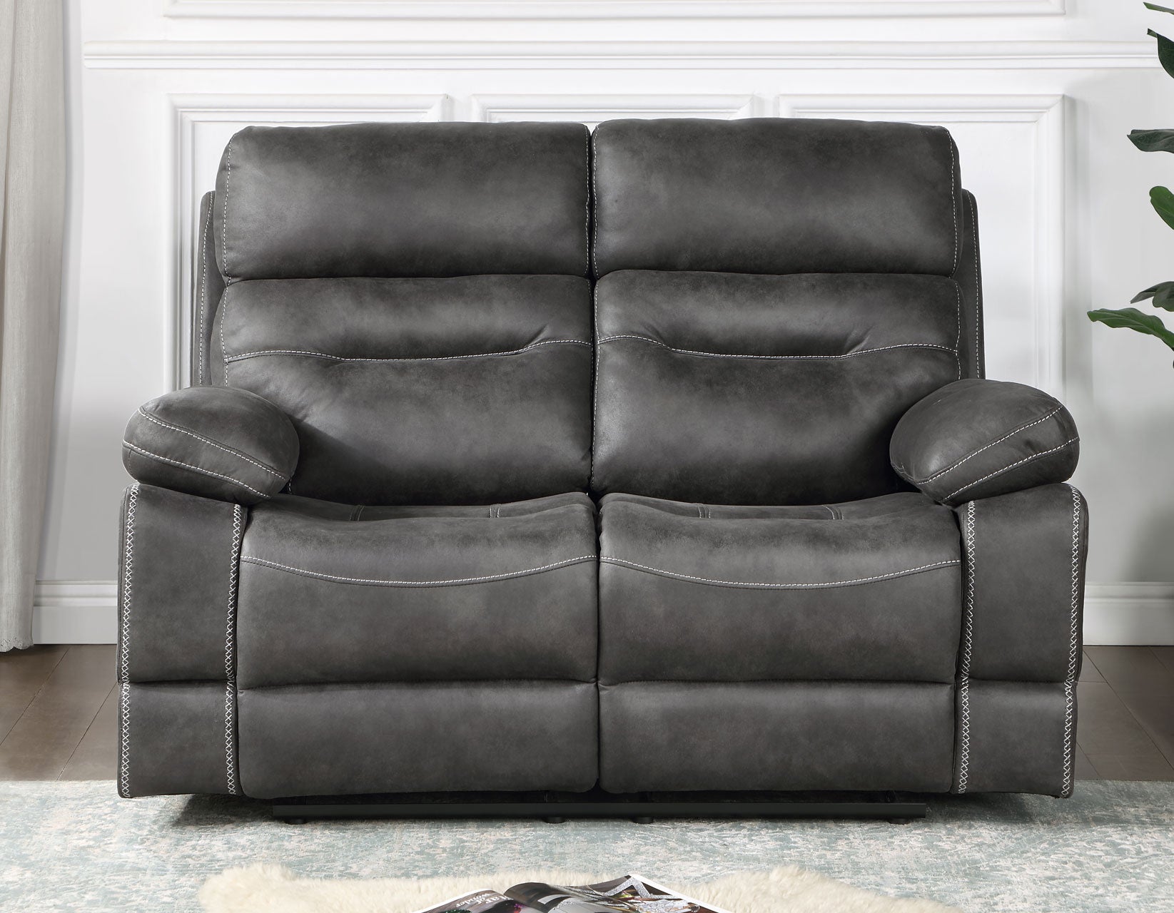 Katrine 3-Piece Manual Motion Set, Charcoal (Sofa, Loveseat & Chair)