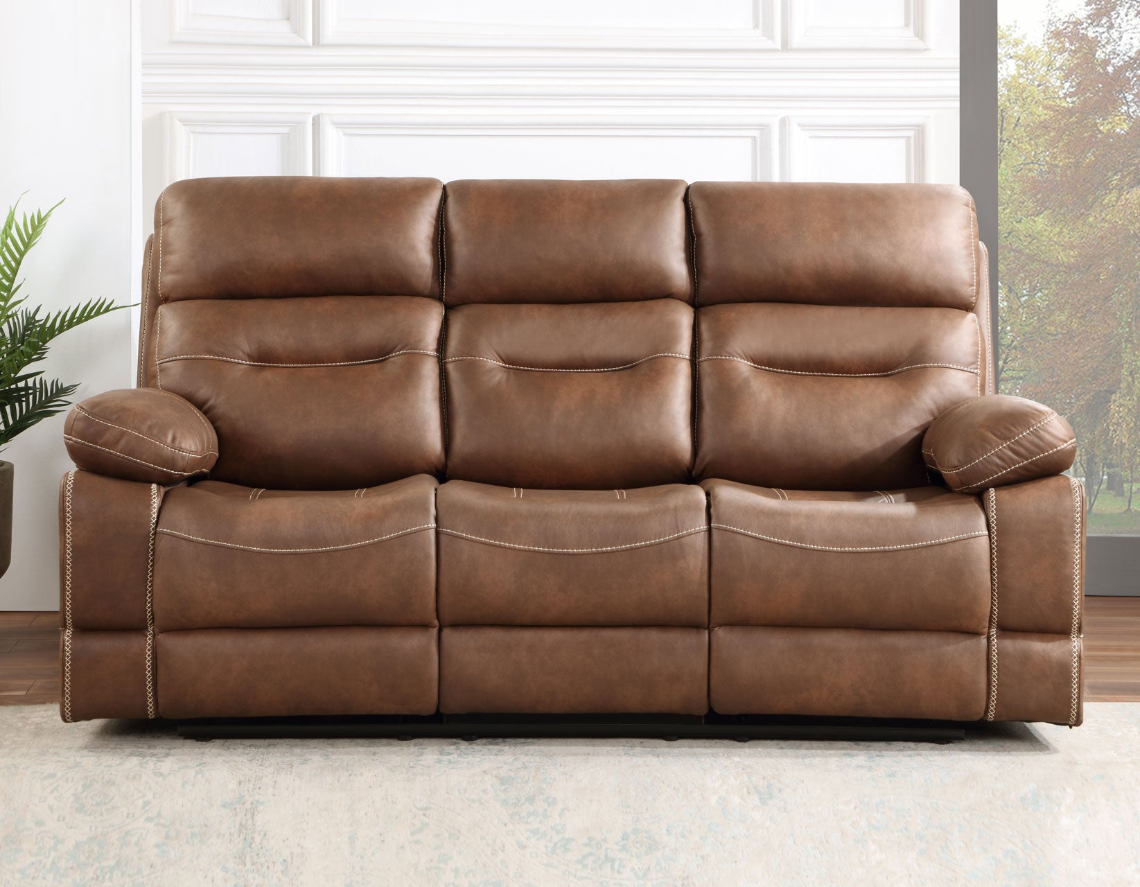 Katrine 3-Piece Manual Motion Set, Brown (Sofa, Loveseat & Chair)