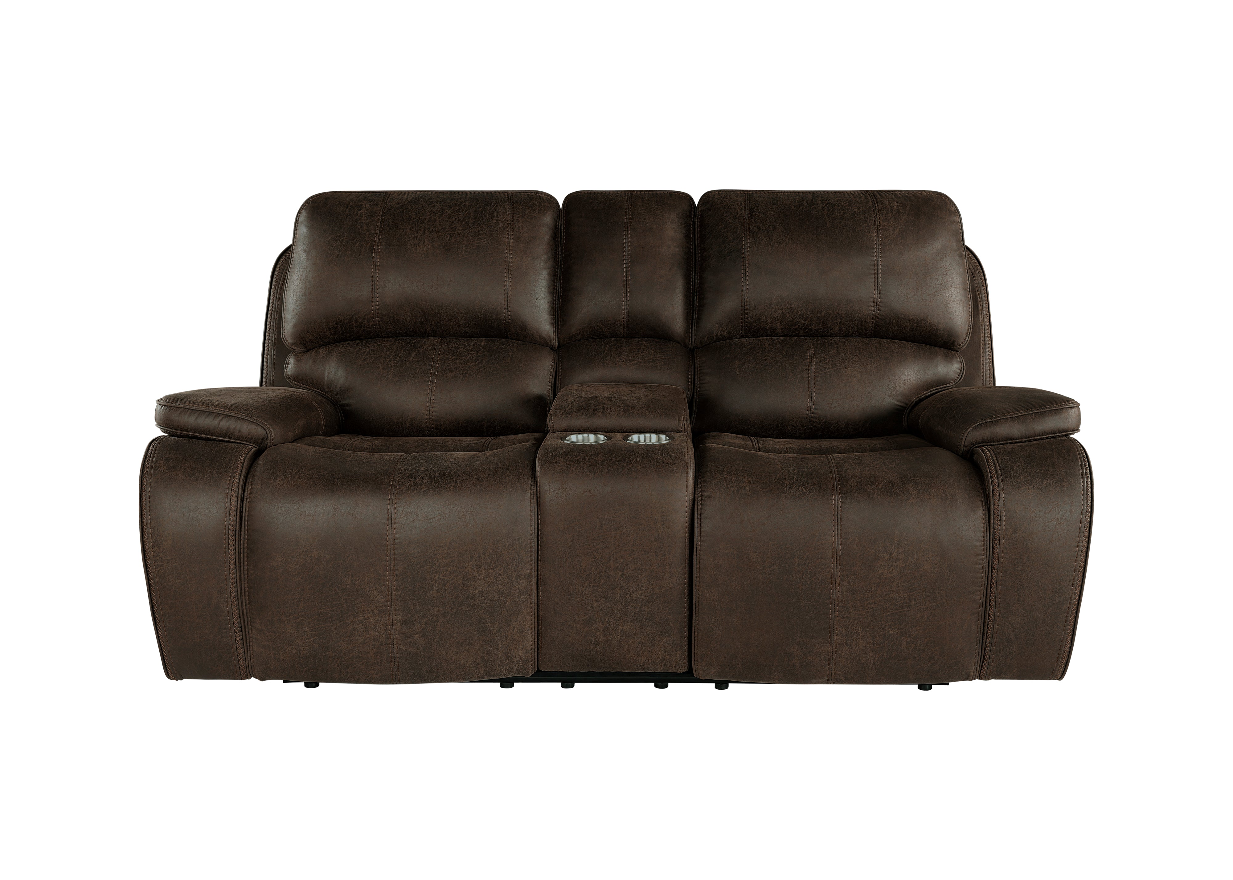 Brookings Manual Reclining Sofa and Loveseat Set, Brown Microfiber
