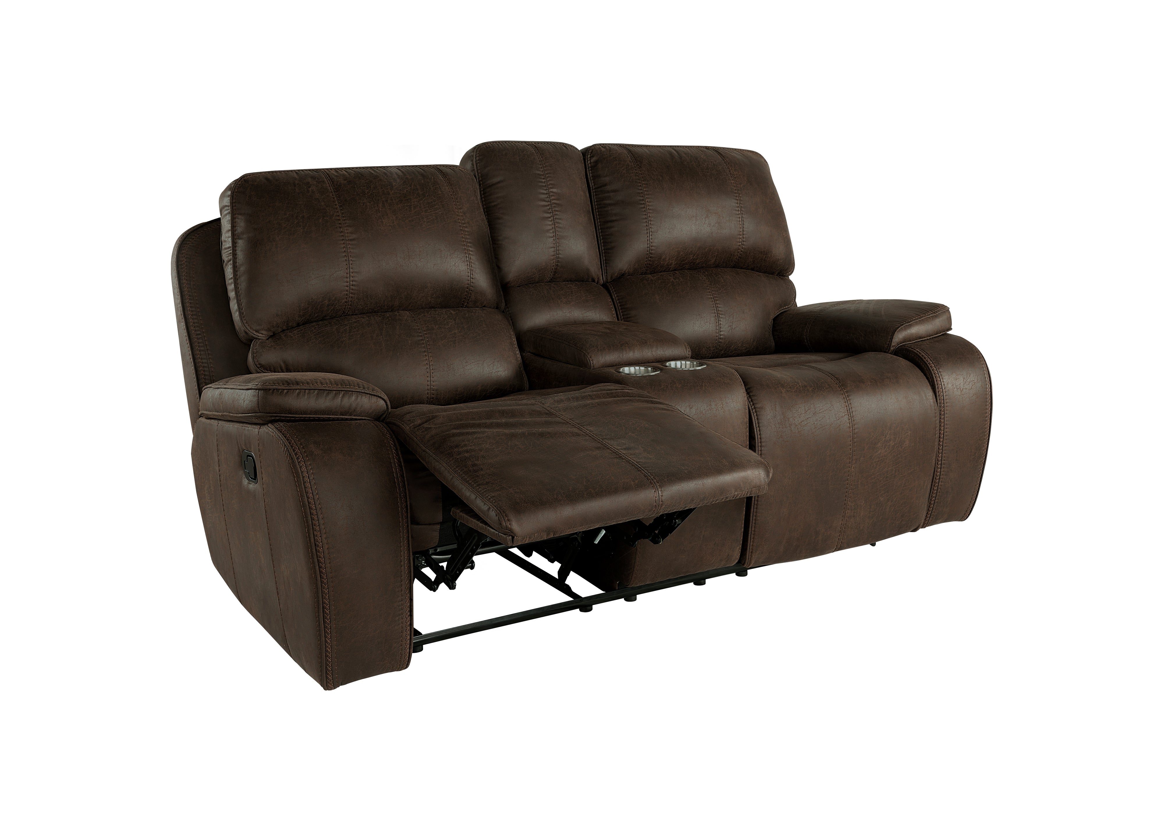 Brookings Manual Reclining Sofa and Loveseat Set, Brown Microfiber