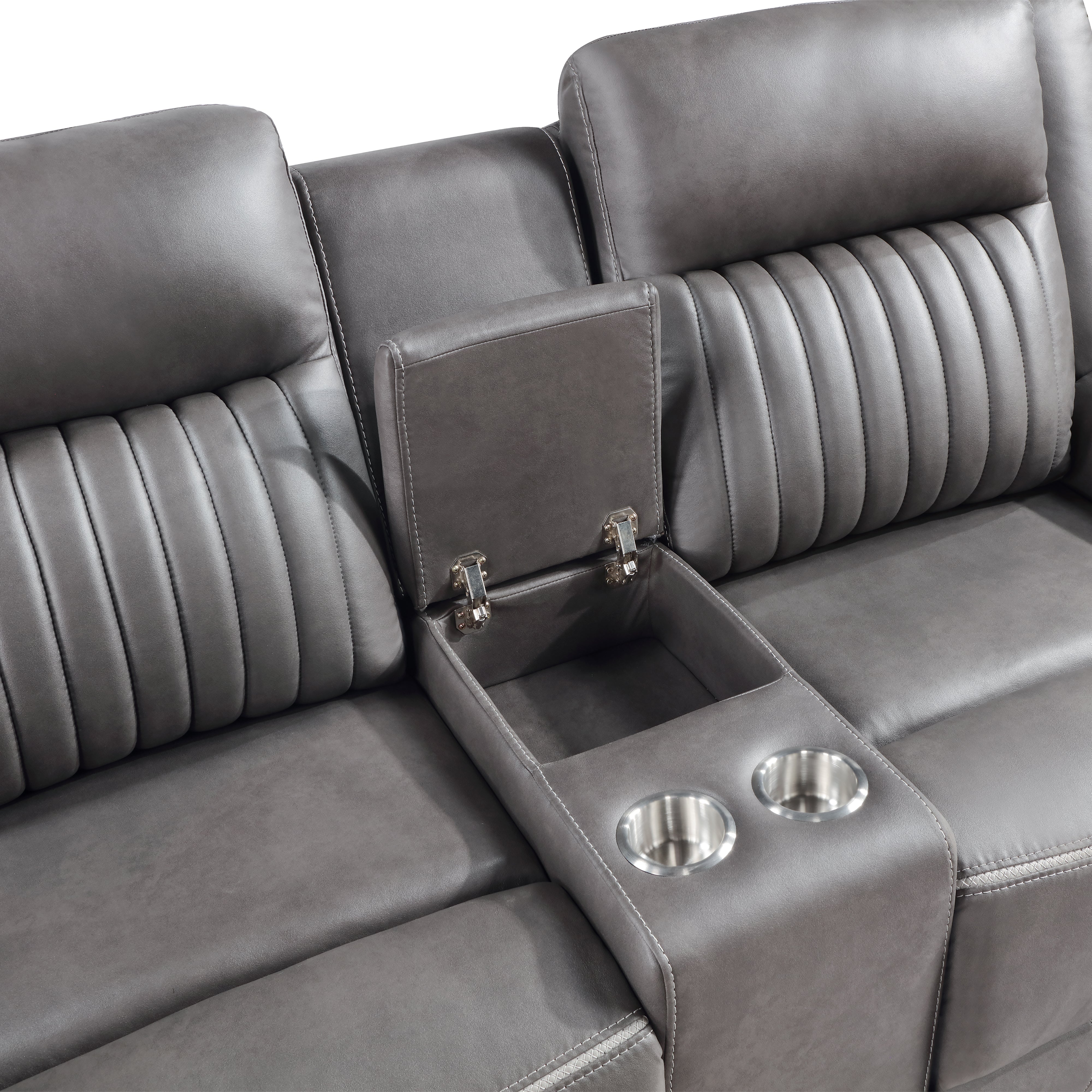 Eclipse Charcoal Manual Reclining Sofa and Loveseat set, gray microfiber