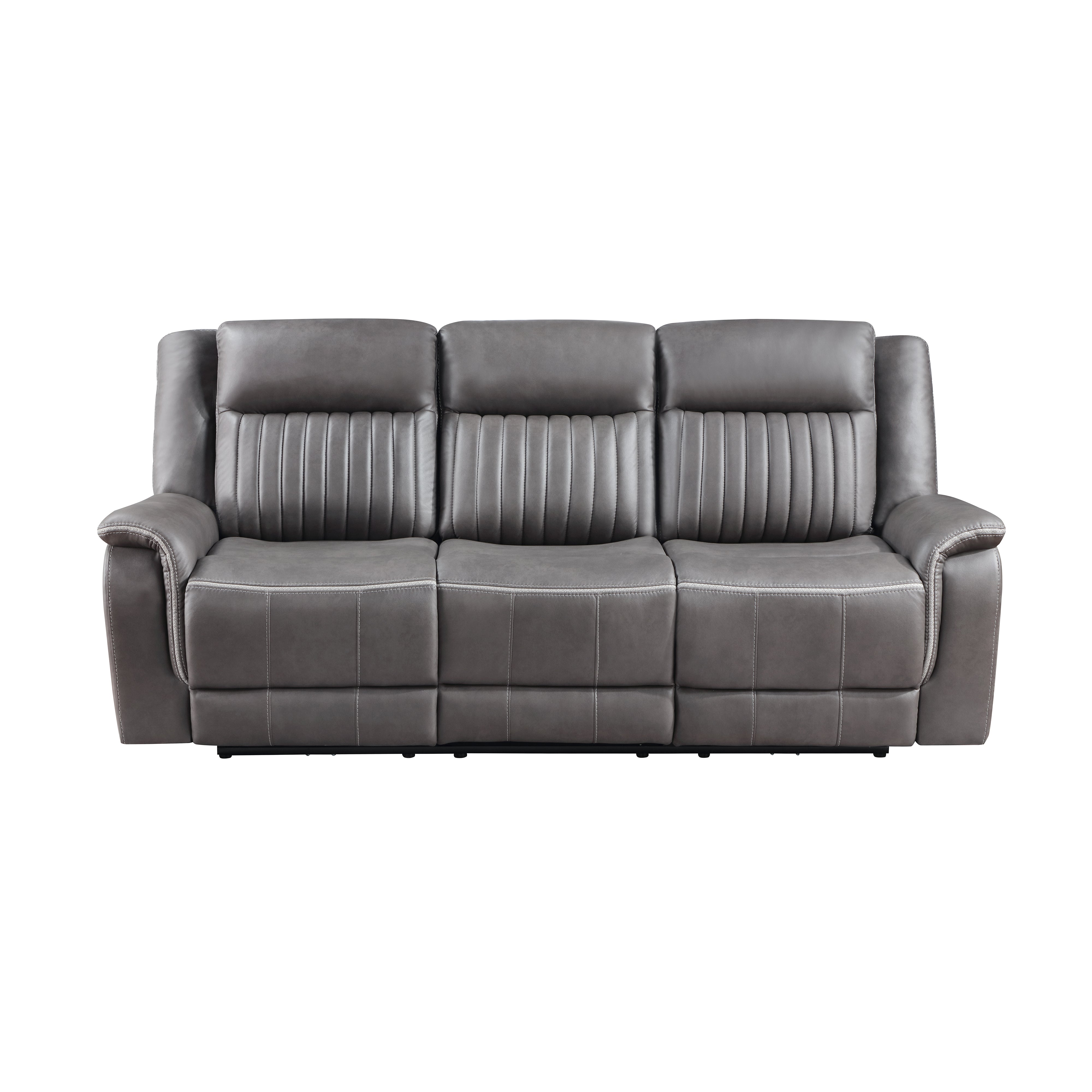 Eclipse Charcoal Manual Reclining Sofa and Loveseat set, gray microfiber