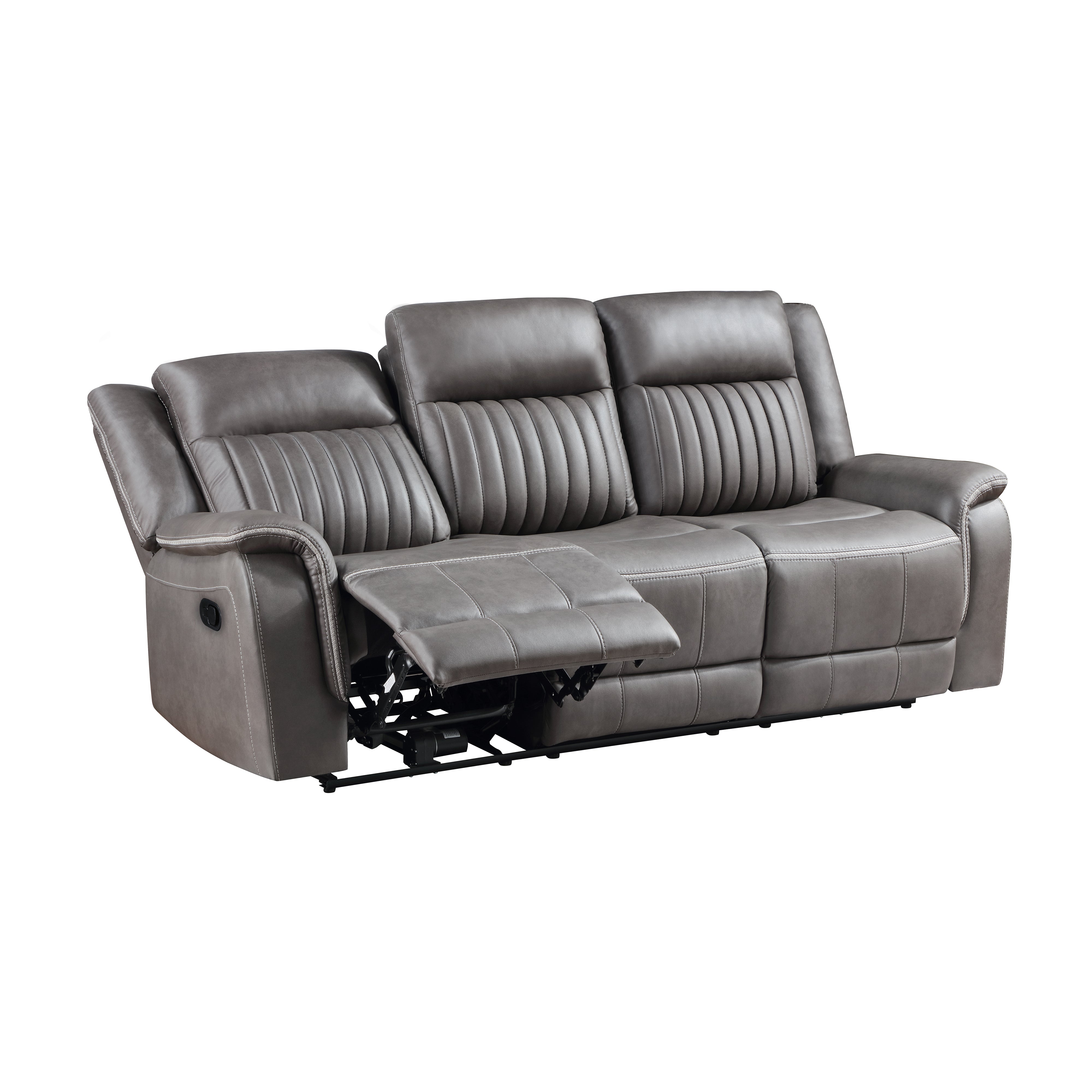 Eclipse Charcoal Manual Reclining Sofa and Loveseat set, gray microfiber
