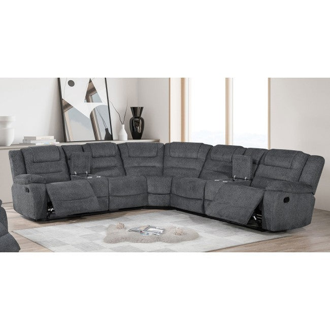Redondo Manual Reclining Sectional, Gray