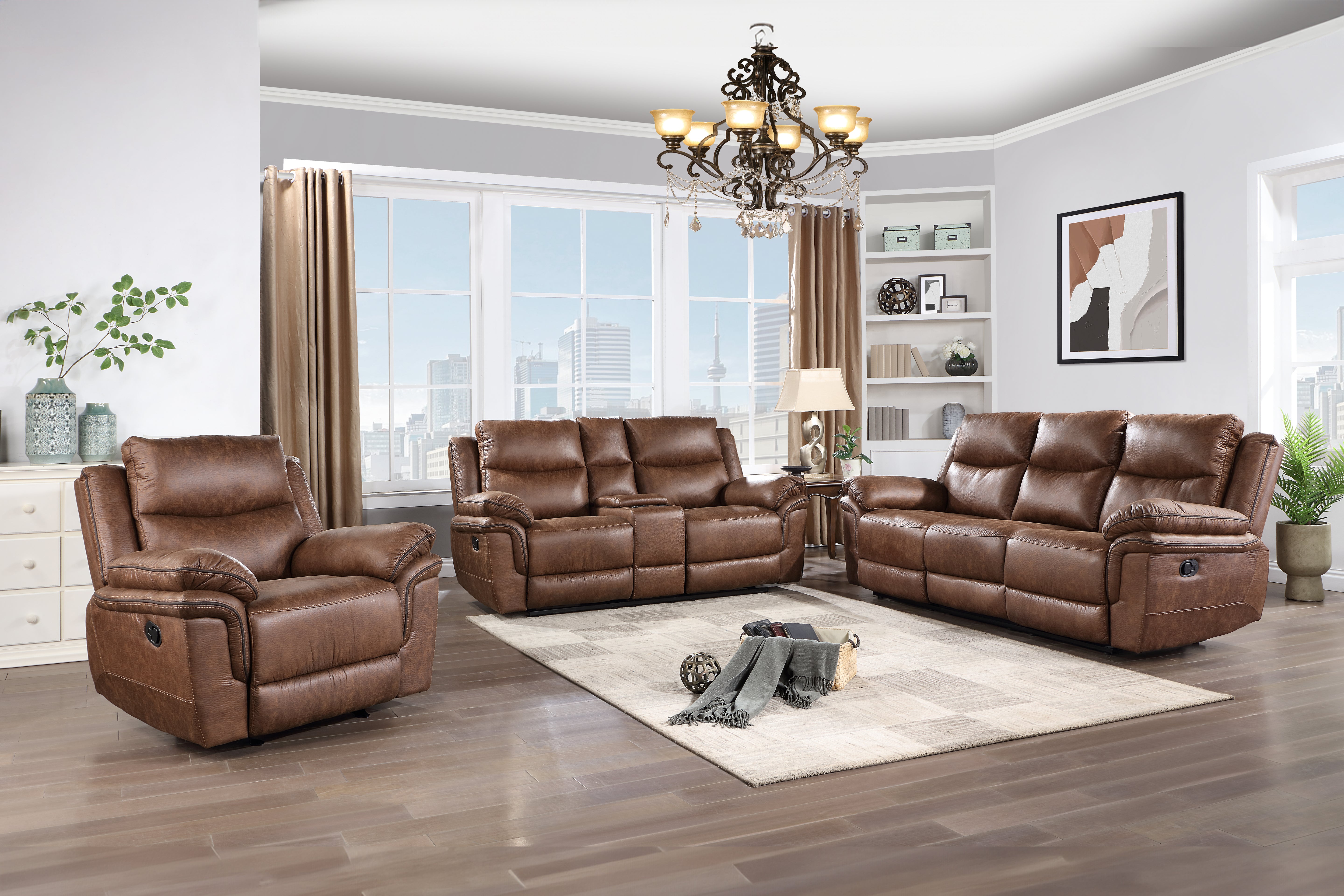 Ryland Manual Reclining Sofa and Loveseat Set