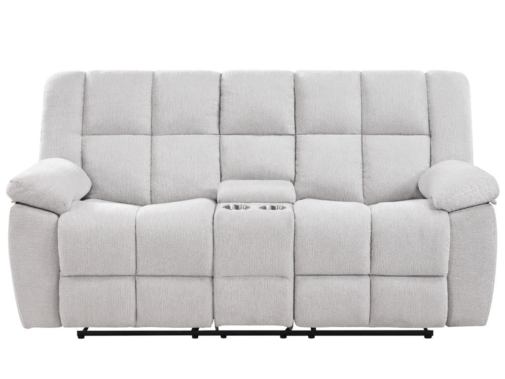 Beige Manual Reclining Sofa and Loveseat Set
