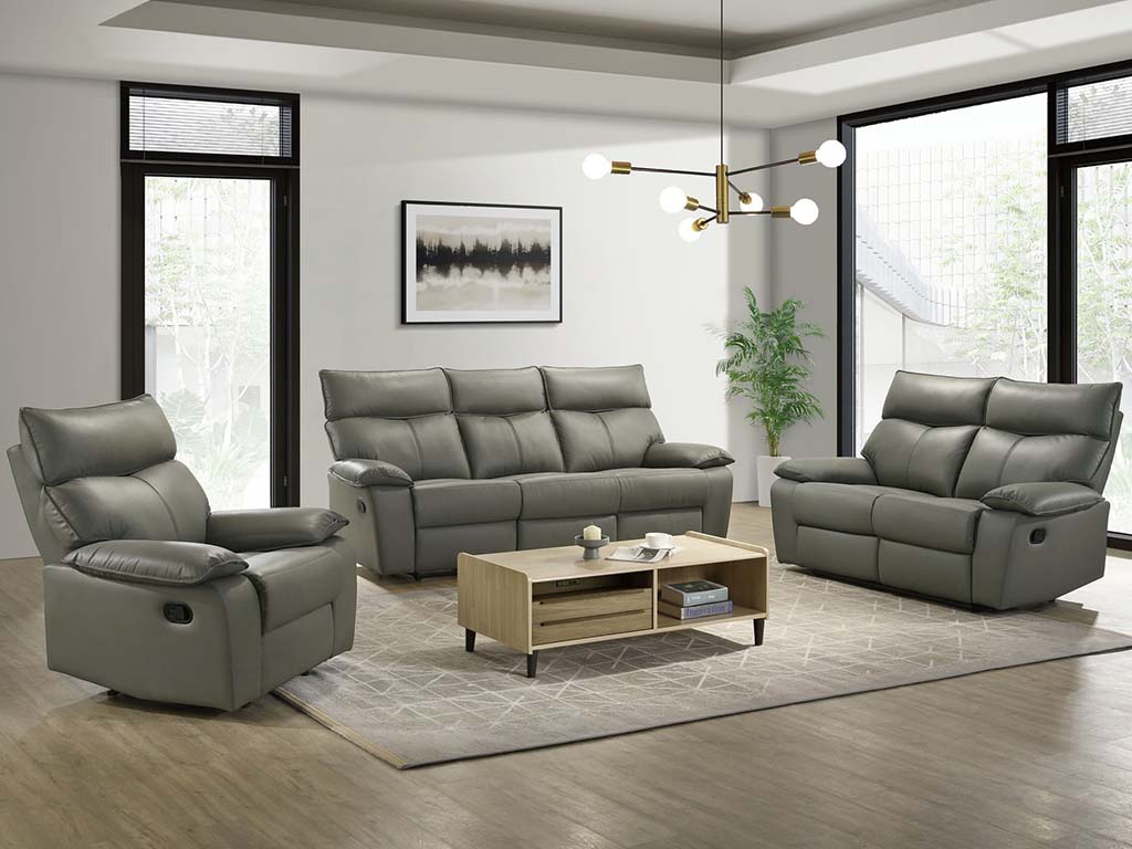 Wildcat Manual Reclining Sofa and Loveseat, Genuine Leather