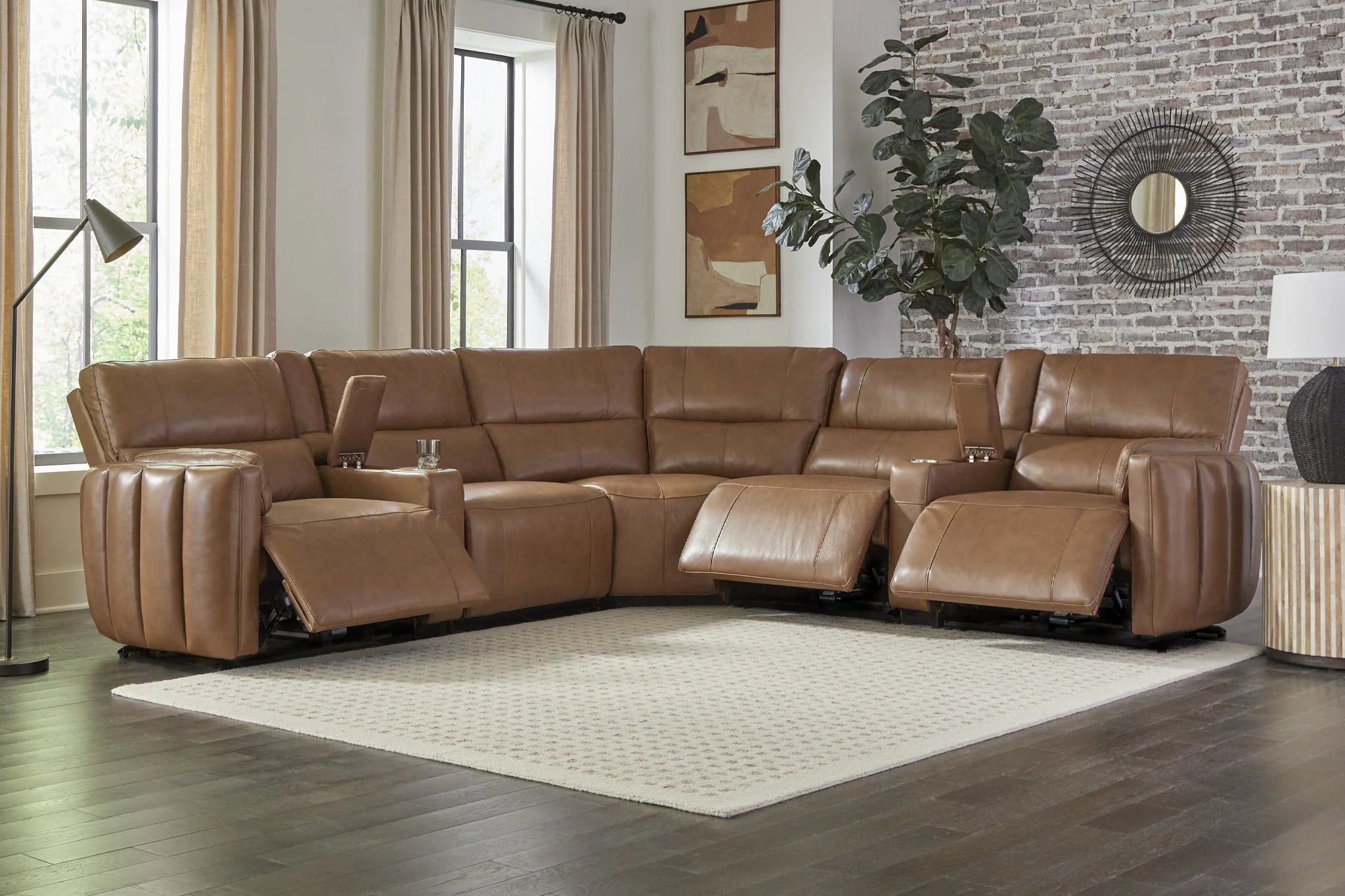 Modesto 7pc Modular Power Reclining Sectional With Power Adjustable Headrests - Sable