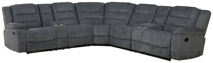 Redondo Manual Reclining Sectional, Gray