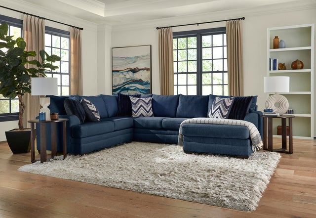 Pippa Navy 3-Piece Sectional Sofa